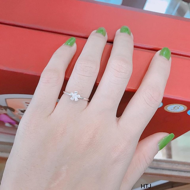 NHẪN BẠC NỮ MẶT CỎ 4 LÁ SANG CHẢNH - TRANG SỨC BẠC S925