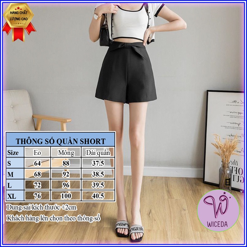 Quần short đùi nữ cạp cao đẹp Wiceda , quần sooc đen mặc nhà đi chơi tiện dụng chất tuyết mưa hàn không nhăn QN355