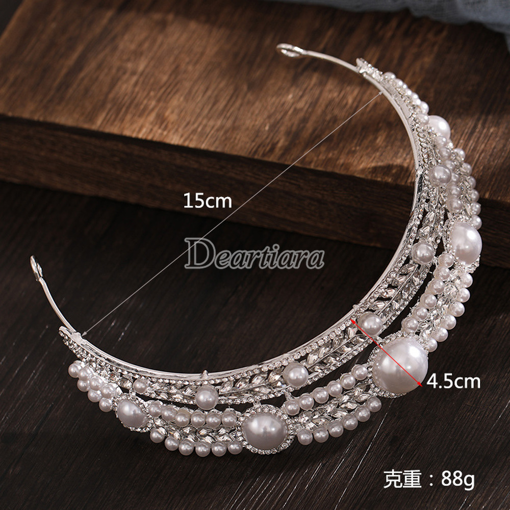 Vương miện đính đá và ngọc trai sang trọng thời trang cho cô dâu