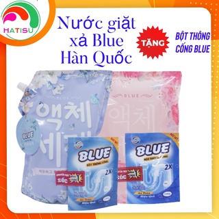 Nước giặt kiêm xả Hàn Quốc BLUE 2 trong 1 với hương thơm thảo mộc HATISU