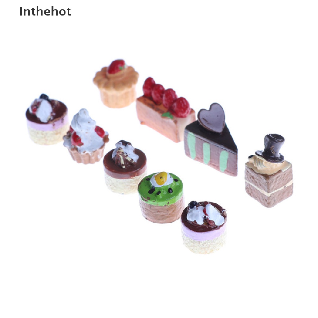 Set 8 Mô Hình Bánh Kem Dâu mini Trang Trí Nhà Búp Bê