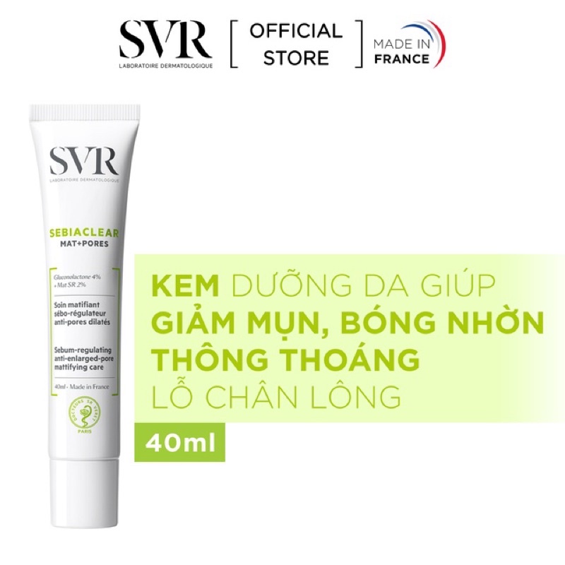 Kem dưỡng SVR SEBIACLEAR Mat + Pores kiềm dầu thu nhỏ lỗ chân lông