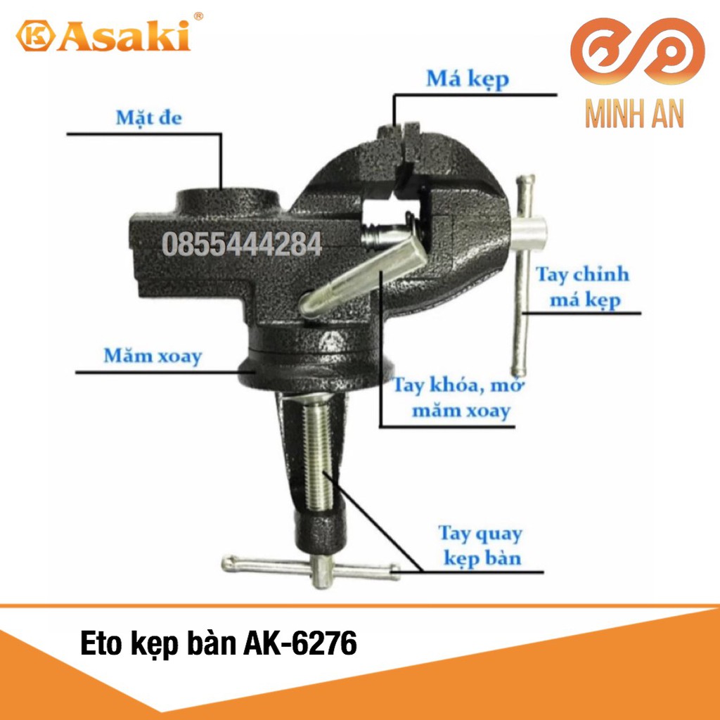 Eto kẹp bàn mâm xoay 360* ASAKI AK-6276