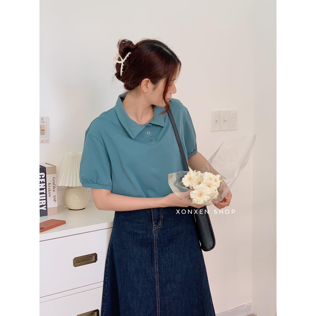 Áo thun polo nữ croptop chất cotton thoáng mát Xonxen shop free size mã 1143 | BigBuy360 - bigbuy360.vn