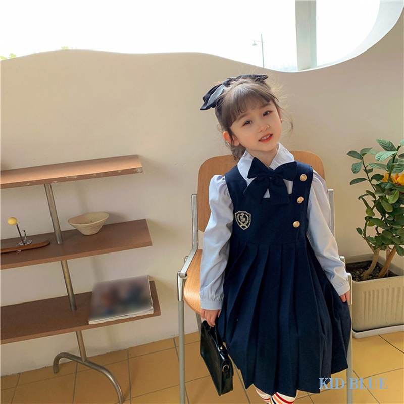 Đầm Giả Hai Lớp Phong Cách Preppy Thời Trang Mùa Thu Cho Bé Gái