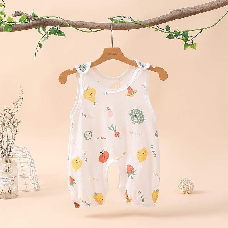 Áo Liền Quần Không Tay Bằng Cotton Nguyên Chất Dễ Thương Dành Cho Bé