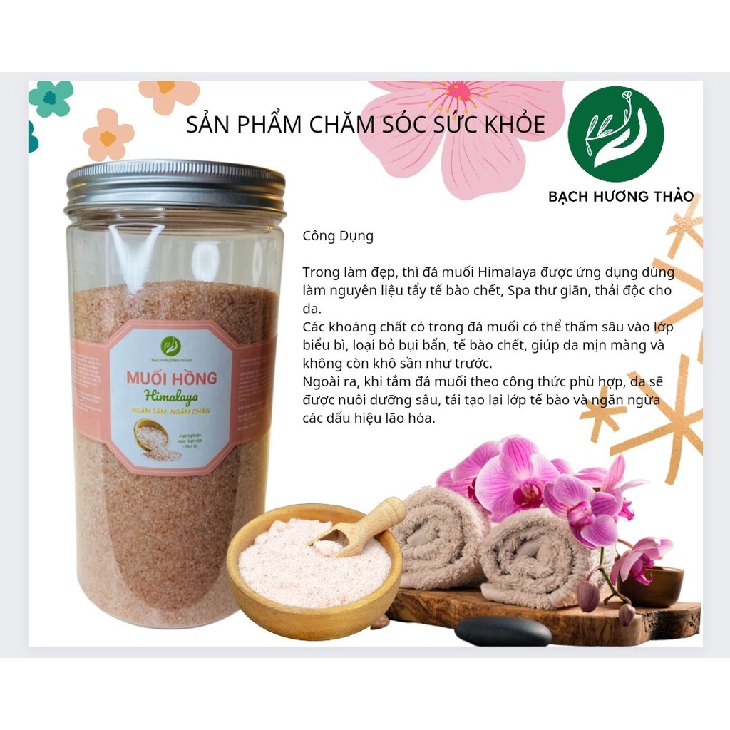 MUỐI HỒNG HIMALAYA - Làm đẹp da- Hạt nghiền mịn- hạt vừa - Hạt to, bạch hương thảo