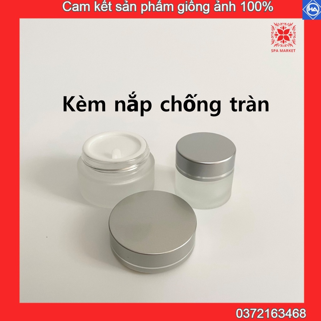 Hũ chiết thủy tinh 10g-20g chai lọ chiết kem - mỹ phẩm kèm nắp chống tràn