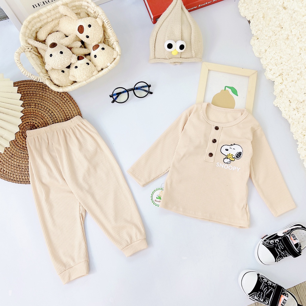 Bộ dài tay thu đông cao cấp cho bé trai bé gái sơ sinh 5-16kg, vải len tăm xuất xịn nhiều màu