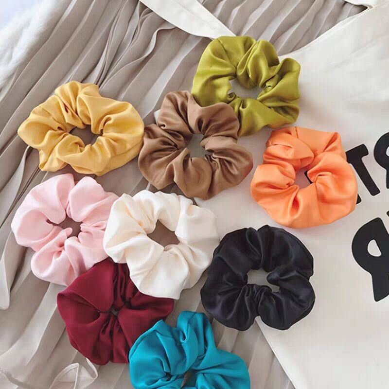 (SIÊU BỰ) Cột tóc vải scrunchies buộc tóc vải trơn bóng loại đẹp hot trend K1054 K1055