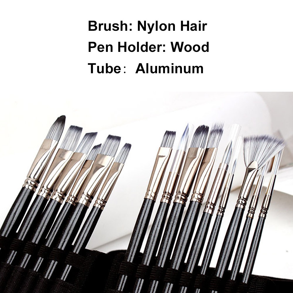 Set Cọ Vẽ Tranh 18 Món SeamiArt Bằng Sợi Nylon Có Túi Đựng Tiện Dụng