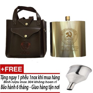 Bình đựng rượu inox Cao Cấp Logo Dập Nổi