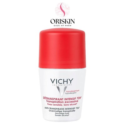 Vichy Lăn Khử Mùi Giúp Khô Thoáng Vùng Da Dưới Cánh Tay 72h Detransprirant Intensif 72h Transpiration Excessive 50ml