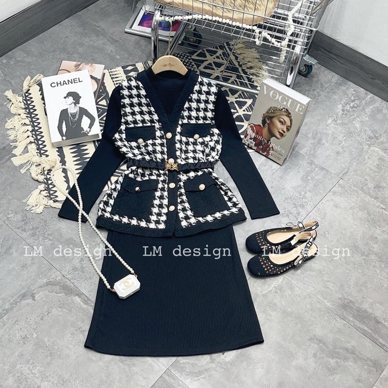 Set váy len+gile 2in1