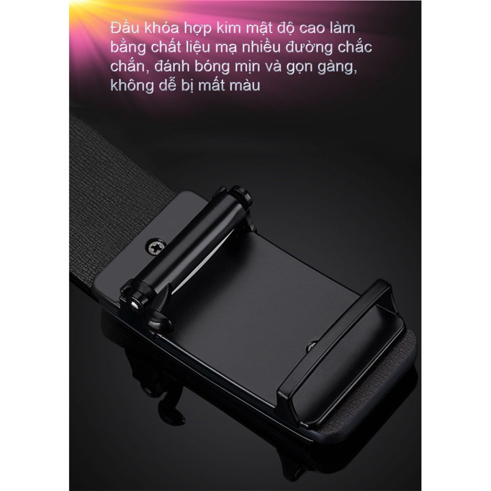 Thắt lưng da nam cao cấp Cieviavn Kiesan, dây nịt nam da thật rộng 33mm khóa tự động mạ ti tan