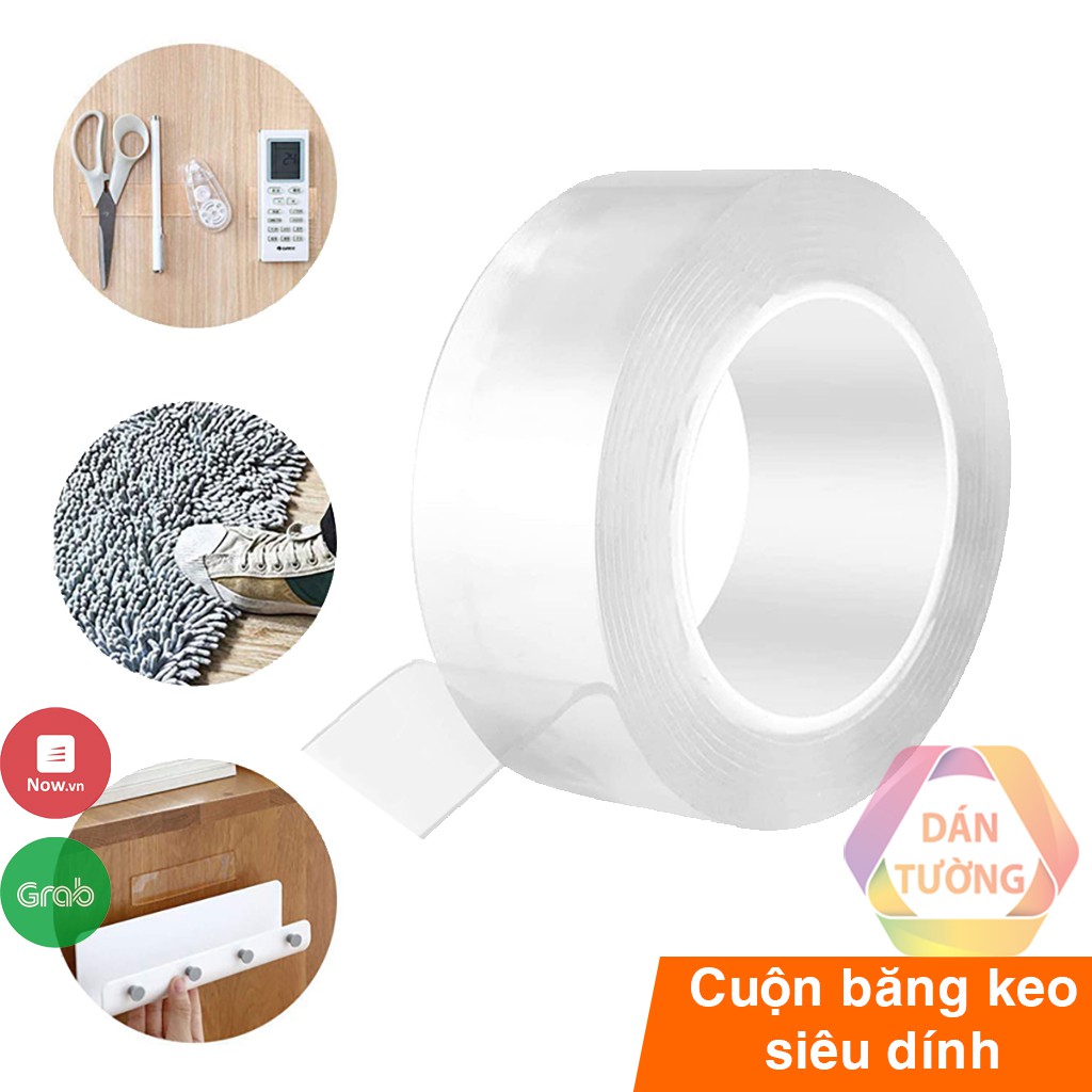 Cuộn băng keo 2 mặt acrylic siêu dính MDT , băng keo dán tranh gán gương treo tường đa năng _CBK