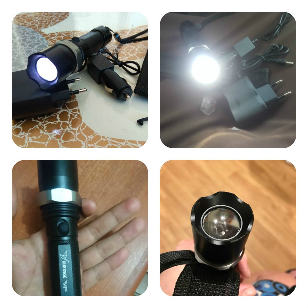 Waterproof Tactical Flashlight 1800mAh 18650 Rechargeable Flash Light Cree XP-E LED Flashlight Touch Lantern Lotus Head Metal