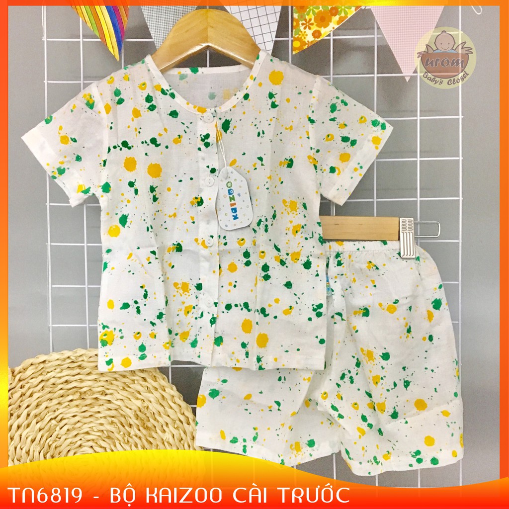 Bộ Kaizoo Tay Ngắn Viền Cổ Cotton Kate Cài Trước 1T- 5T