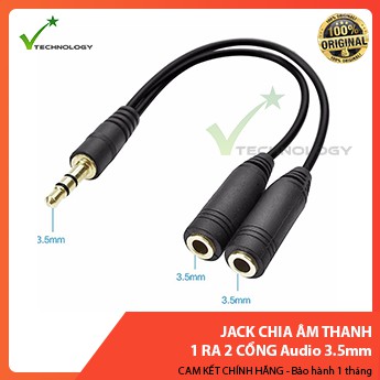 Jack Chia Âm Thanh 1 Ra 2 Cổng Audio 3.5mm