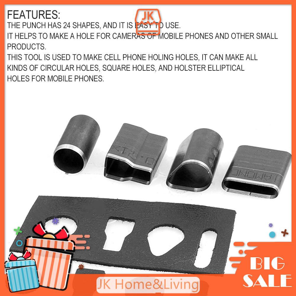 HANDMADE Set 24 Dụng Cụ Đục Lỗ Làm Đồ Da Thủ Công