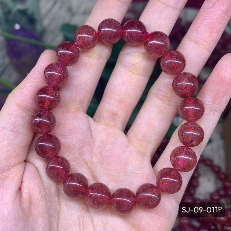 Vòng Tay Đá Dâu Tây Đỏ Đẹp Mê Ly Chuẩn Size 7mm-12mmGiá Yêu Thương