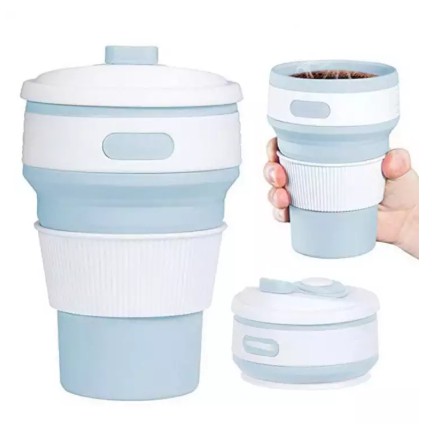 (SIÊU SALE XẢ KHO) Ly Bình giữ nhiệt gấp gọn uống cà phê nước trái cây 350ml Silicone ly cốc uống nước ly cocgiunhiet