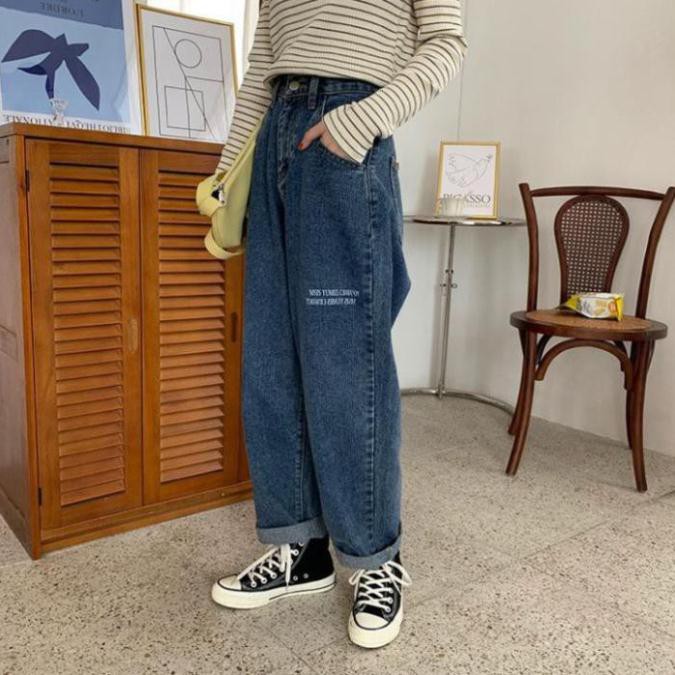 Quần Jean Nữ Ống Rộng Lưng Cao Bigsize Hàn Quốc Quần Bò Nữ Ống Suông Ulzzang Cạp Cao