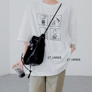 Áo phông SNOPY cotton tay lỡ, form rộng P7, áo thun 2T Unisex