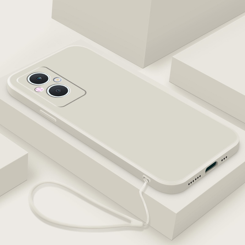 Ốp Điện Thoại Silicon Siêu Mỏng Màu Kẹo Chống Rơi + Dây Đeo Cho OPPO Reno 8Z reno8Z 5G