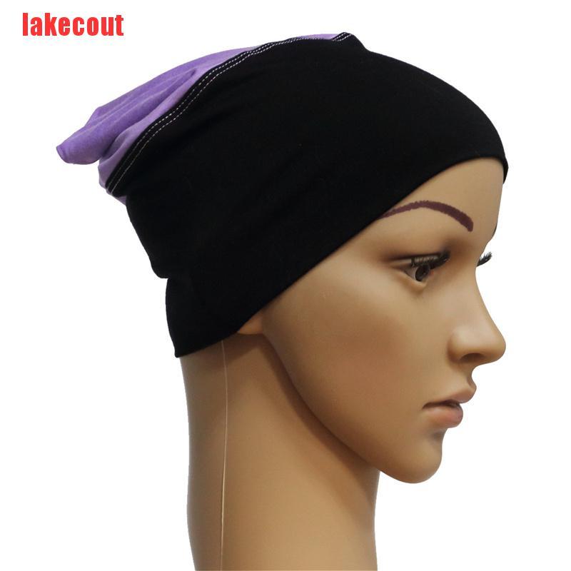 {lakecout}Muslim cross bottoming cap head hot drilling lace turban Muslim contrast color modal cap BZT