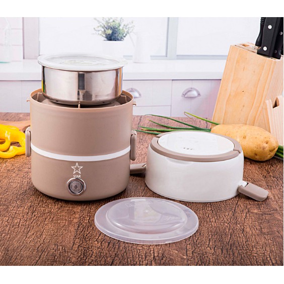 Hộp cơm điện 3 tầng inox, cạp lồng giữ nhiệt, cà men hâm nóng thức ăn, nồi cơm điện mini | BigBuy360 - bigbuy360.vn