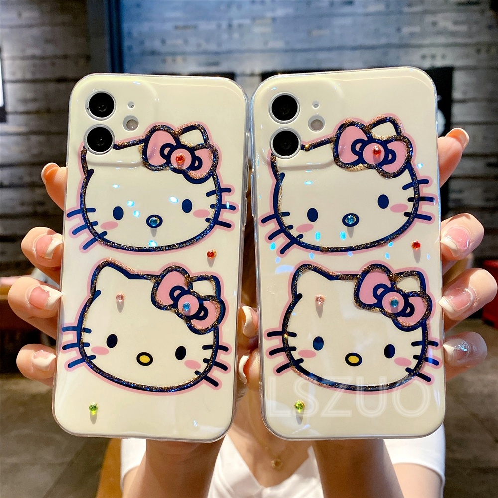 Hoạt Hình Ốp Điện Thoại Mềm Họa Tiết Hello Kitty Đính Đá Cho Iphone 12 Mini 12 Pro Max 11 Pro Max X Xs Xr Xsmax 8 7 6 6s Plus Se 2020