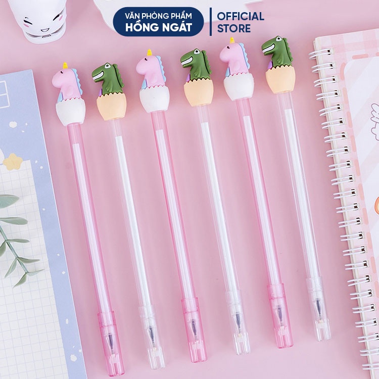 Bút bi cute hình khủng long, bút bi nước mực gel đen ngòi 0.5mm nhiều màu dễ thương đồ dùng học tập văn phòng phẩm B34