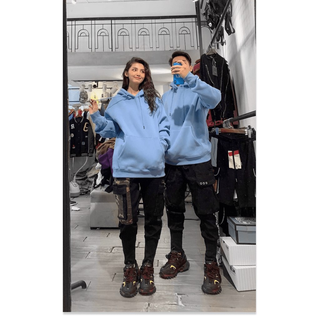 ÁO KHOÁC NỈ HOODIE TRƠN CHUI FORM RỘNG NAM NỮ MẶC ĐỀU ĐƯỢC
