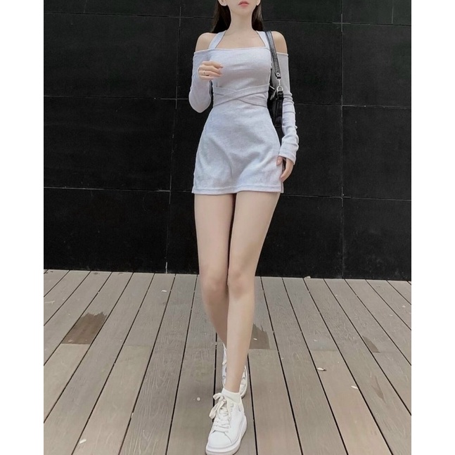 set áo váy+quần short mặc đi chơi đi du lịch,đi dạo phố dày dặn có phối lẻ S005