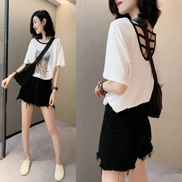 NRVP Áo Thun Nữ Tay Ngắn Dáng Rộng Thời Trang Phong Cách Hàn Quốc