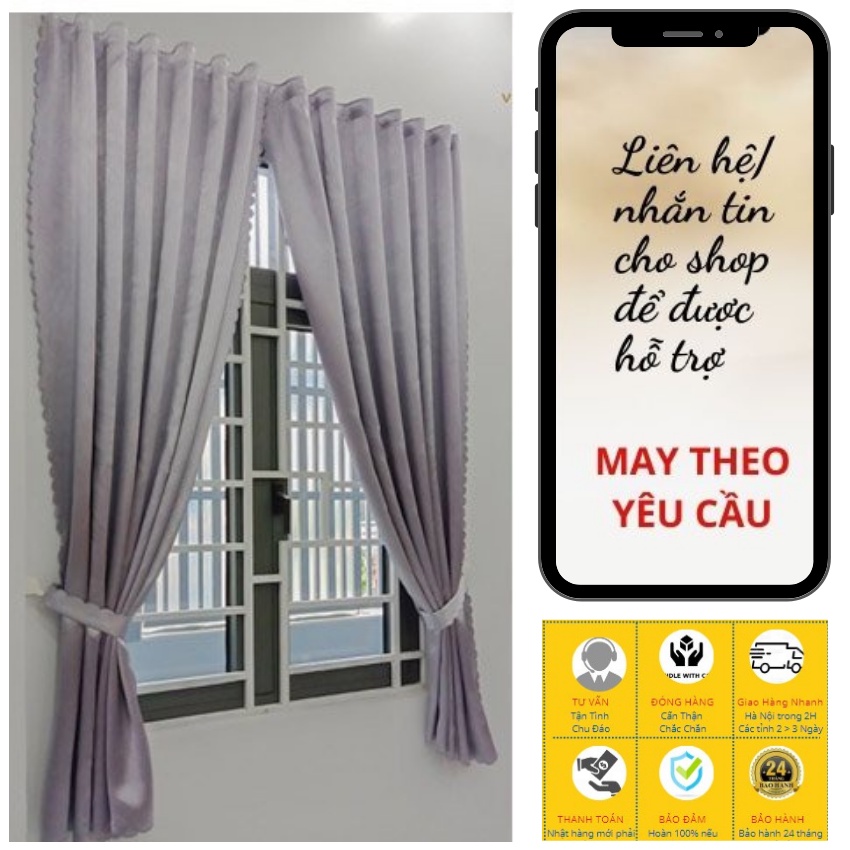 Rèm cửa dán tường chống nắng dành cho cửa sổ, vải decor trang trí phòng khách ngủ