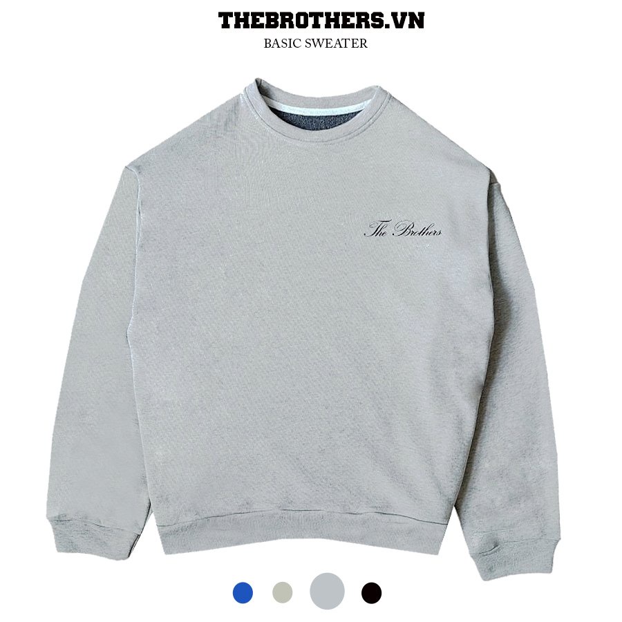 Áo Sweater basic tay dài form Boxy THEBROTHERS  Cotton 100% Unisex Local Brand
