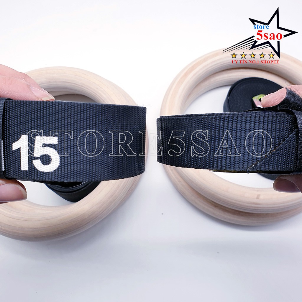 Vòng xà Gymnastic Rings 2021 bằng gỗ ⚡FREESHIP⚡ Vòng xà treo Ring Dip gỗ Bạch Dương