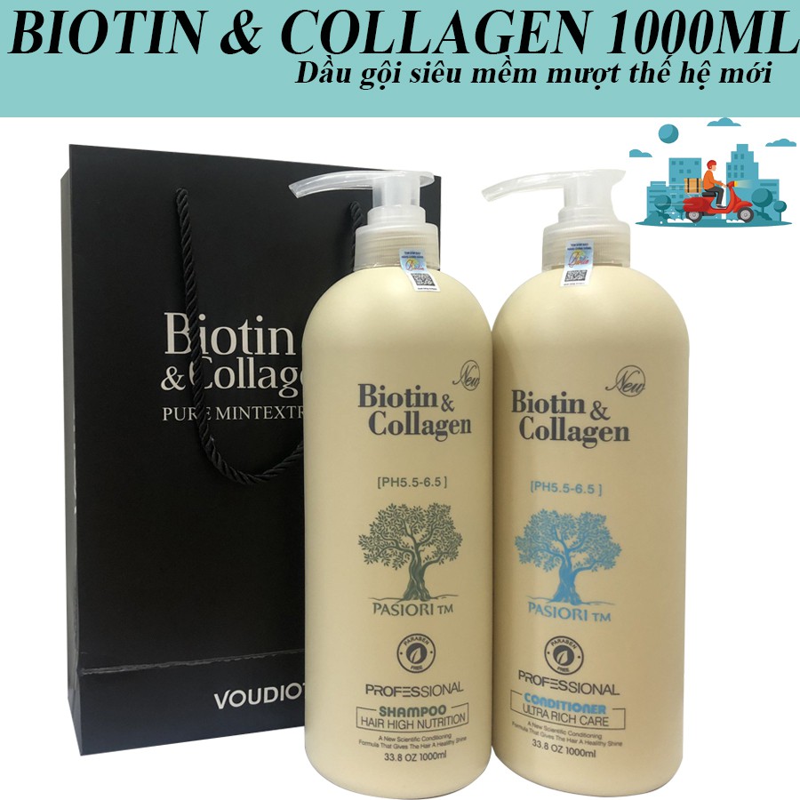 GIÁ HOT Cặp Dầu Gội Xả Biotin Collagen Trắng-| Giảm Rụng Tóc,Phục Hồi Tóc Khô Xơ, Hư Tổn MUA NGAY KẺO LỠ