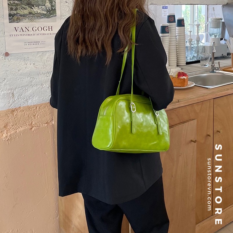 Túi đeo vai nữ màu xanh lá cây Ulzzang