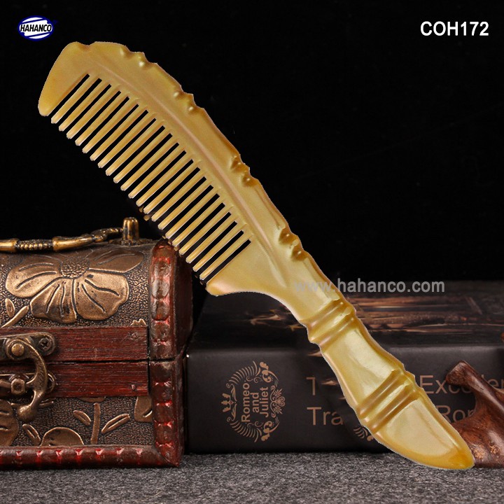 Lược sừng xuất Nhật (Size: L- 18cm) Lược thân trúc - COH172- Horn Comb of HAHANCO - Chăm sóc tóc