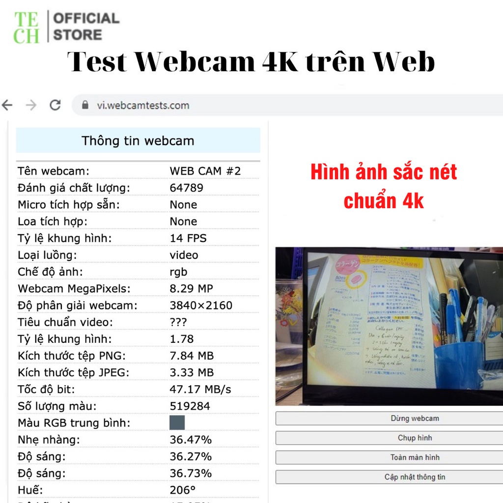 Webcam máy tính 4K -  3840 x 2160p và Full HD - 1920 x 1080p - Thu hình cho máy tính, pc, TV, để bàn | BigBuy360 - bigbuy360.vn