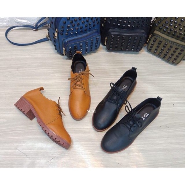 Giày oxford da trơn gợn sóng