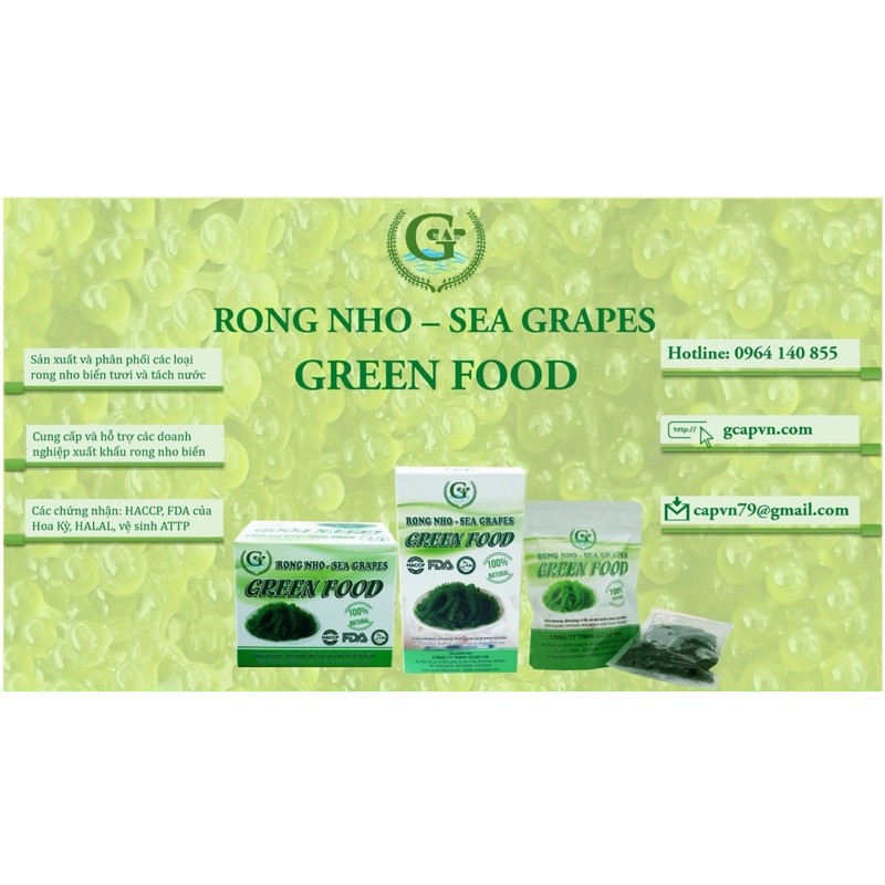 Nguyên Hộp 100gr gồm 5 túi rong nho tách nước Green Food Cao cấp Không tanh Không nhớt + tặng kèm 5 gói sốt mè Rang | BigBuy360 - bigbuy360.vn