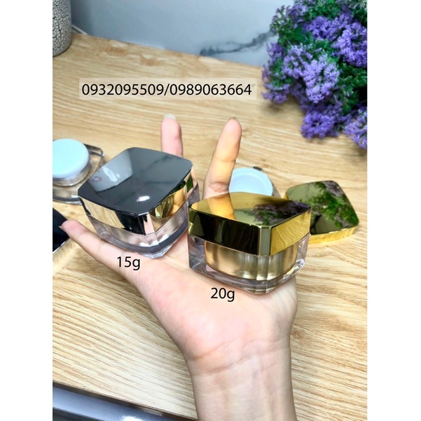 Hũ 15g 20g vuông vạt góc đựng kem mỹ phẩm ,...