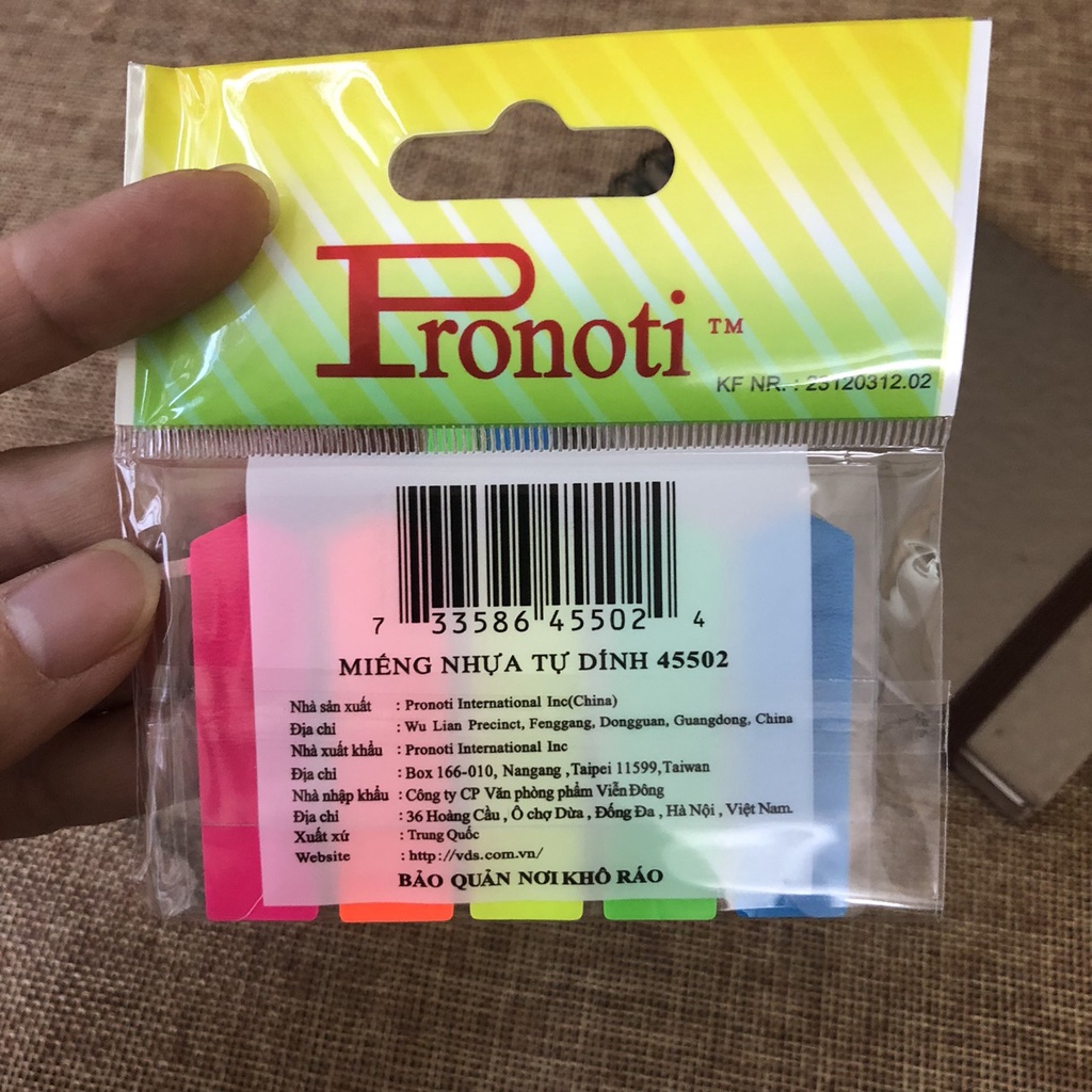 Giấy nhớ nhắn nhựa phân trang 5 màu Pronoti 45502 - 100 tờ - giấy tốt, bám dính lâu - vpp Diệp Lạc (sỉ/lẻ)