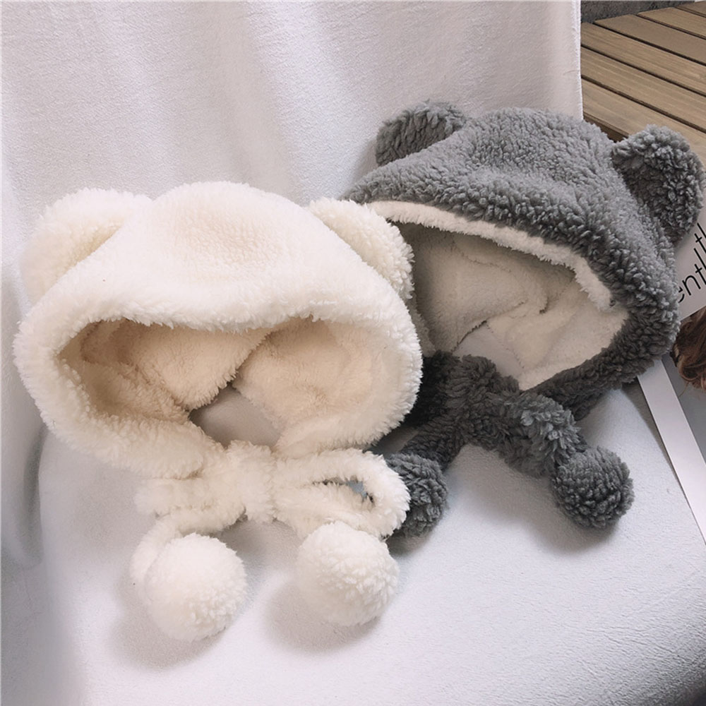 Nón Len Chỏm Giữ Ấm Tai Gấu Dễ Thương Dành Cho Nữ