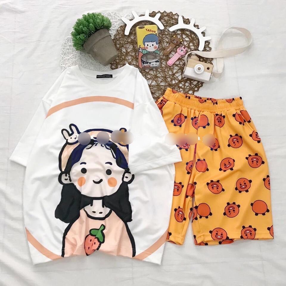 Set đồ bộ hoạt hình ❤️ Bộ mặc nhà Cartoon GIRL DÂU form rộng Freesize Molly Fashion