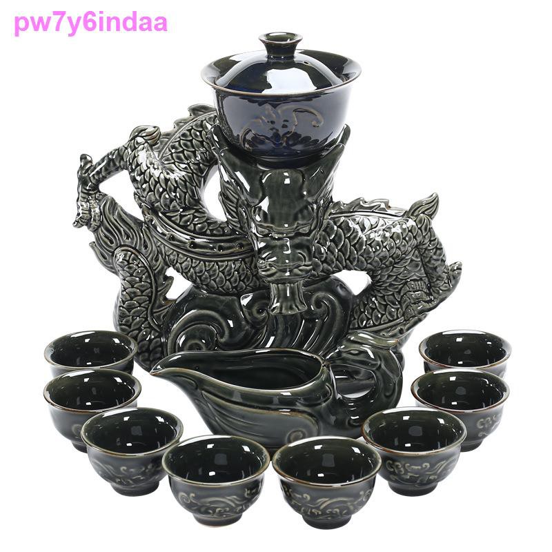 Douyin Net Red Cùng một loại bộ ấm trà bán tự động Xianglong gốm sứ lười pha xoay Kungfu11
